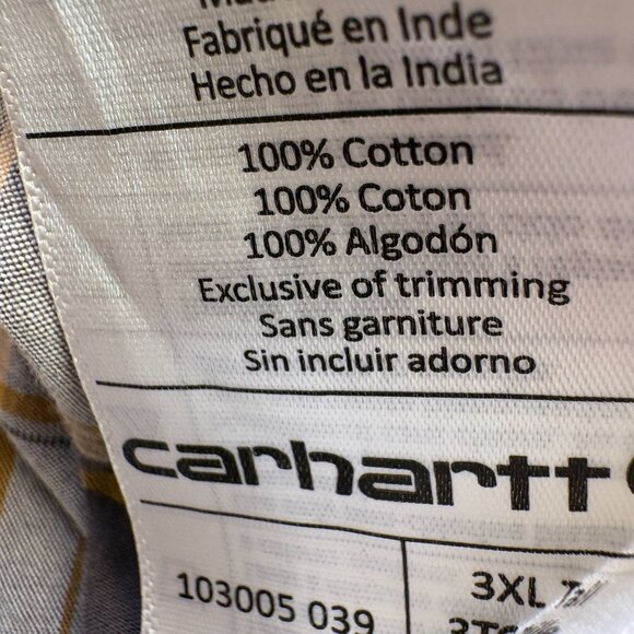 Carhartt Fort Plaid Work Shirt Relaxed Fit Men's 3XL Tall - Picture 6 of 8